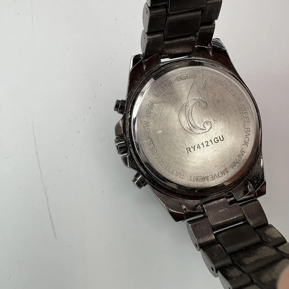 Charming Charlie Watch Black Dial Chronograph Quartz Stainless RY4121GU WORKS‎